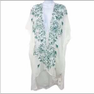Embroidered floral kimono top NEW white